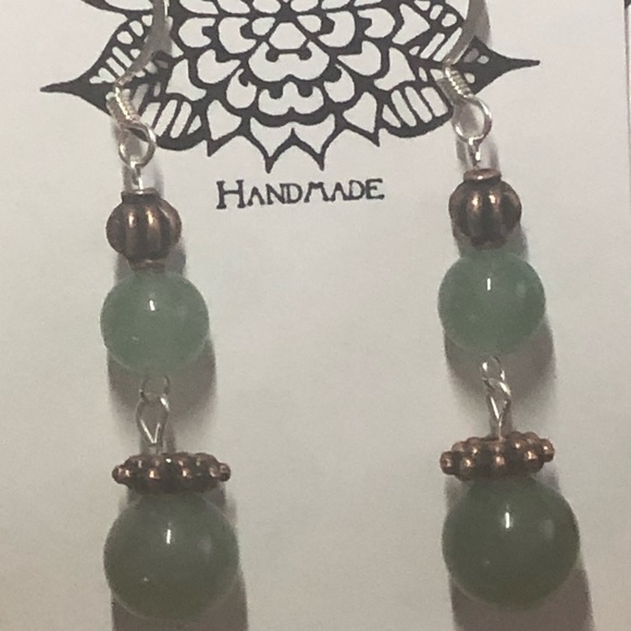 Fancy Green Jasper & Copper Earrings - Picture 4 of 8